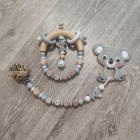 Koala Gris - Perles Bois / Silicone Gris et Blanc Koala Gris