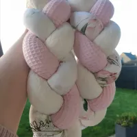 Tresse de lit fine de 2m en Torsades Blanc cassé / Abeille Rose et Colibri