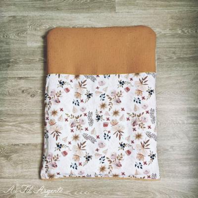 Housse matelas à langer : Fleurs Moody + Gaze Camel P