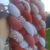 Tresse de lit 4 épis de 4m20 en Minky Blanc / Abeille Terracotta / Gaze Marsala et Fleurs de Prairie