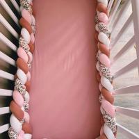 Tresse de lit 4 épis de 3m60 : Milly Rose / Minky Rose + Coton Ecru + Gaze Marsala P